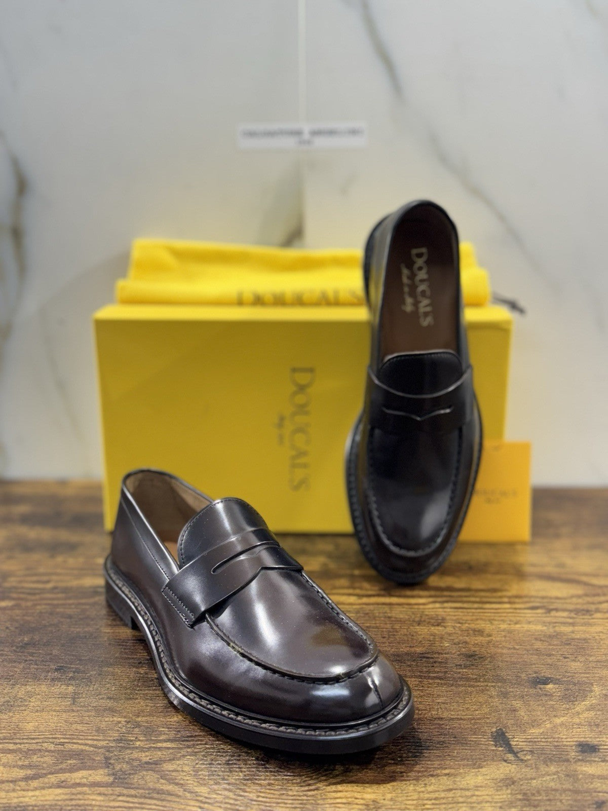 Doucal’s Mocassino Penny Uomo Pelle Ebano  Luxury Men Doucal’s Shoe 44