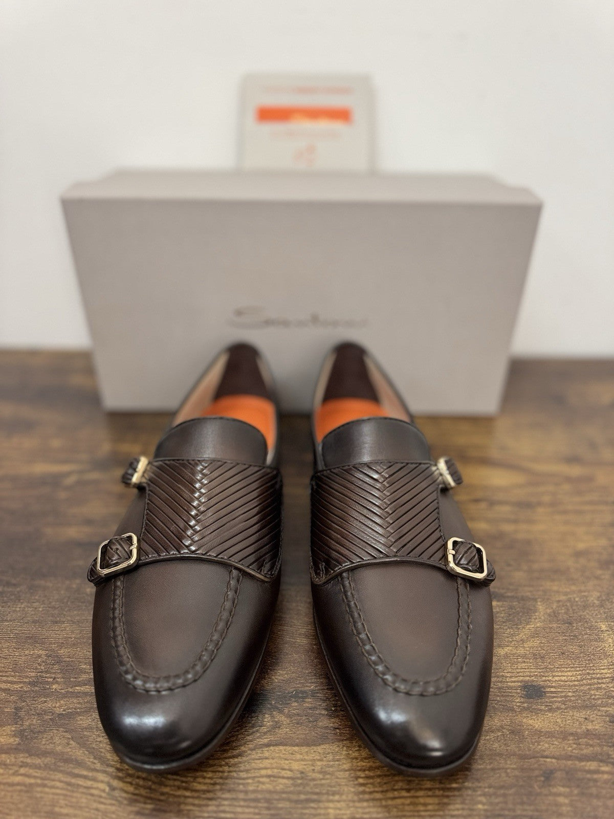 Santoni Double Buckle Goodyear Pelle Marrone  Luxury Scarpa Santoni Uomo 43