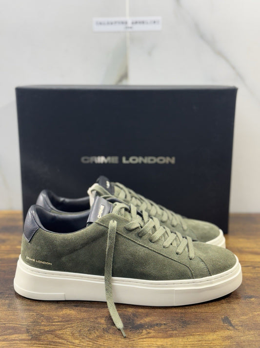 Crime London Sneaker Uomo Extra light Pelle Suede Verde  Casual Men Shoes 41