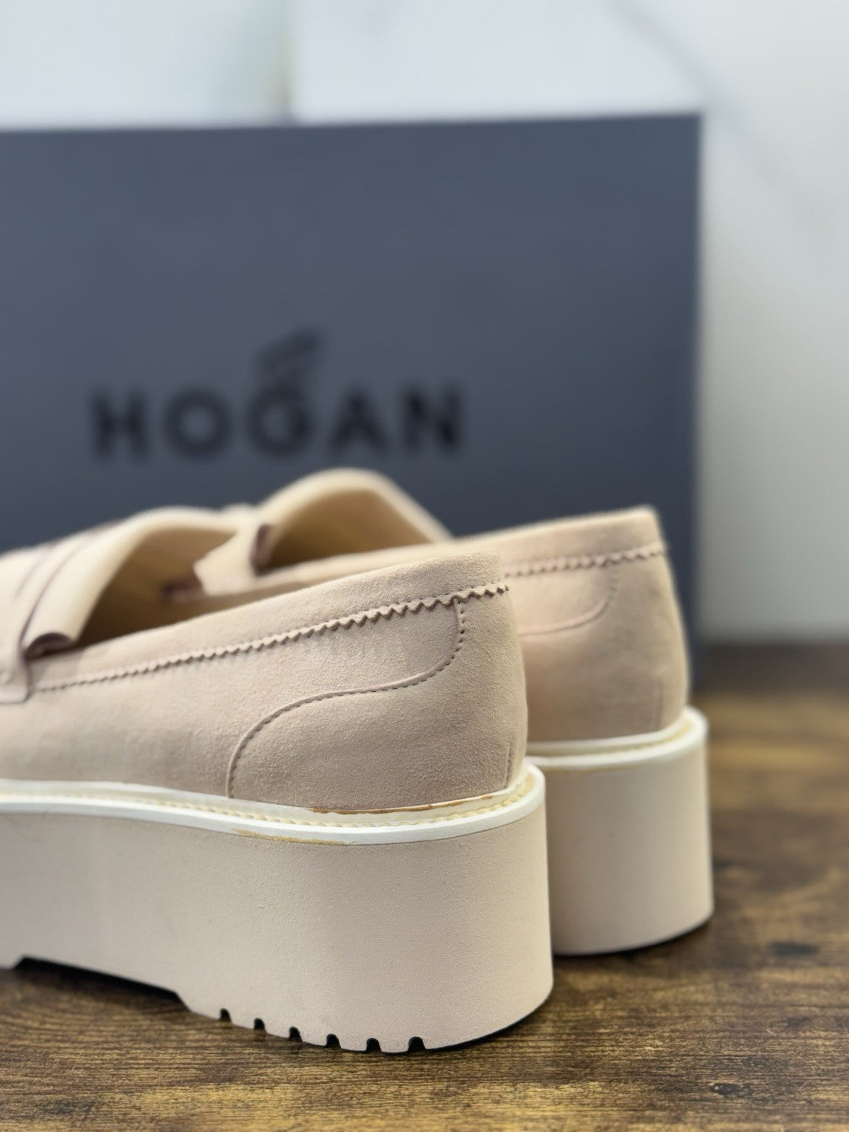 Hogan Mocassino H355 Suede Light Pink Extra Light Zeppa Casual Hogan Donna 40