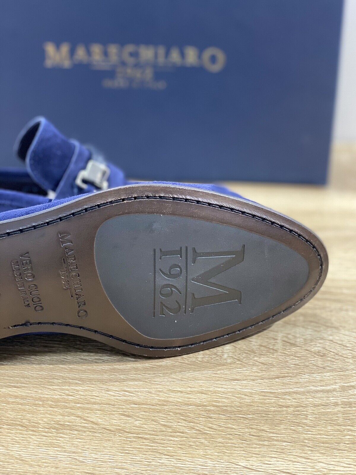 Marechiaro 1962 Mocassino Uomo M24TR Suede Blu Luxury Hamdmade 44