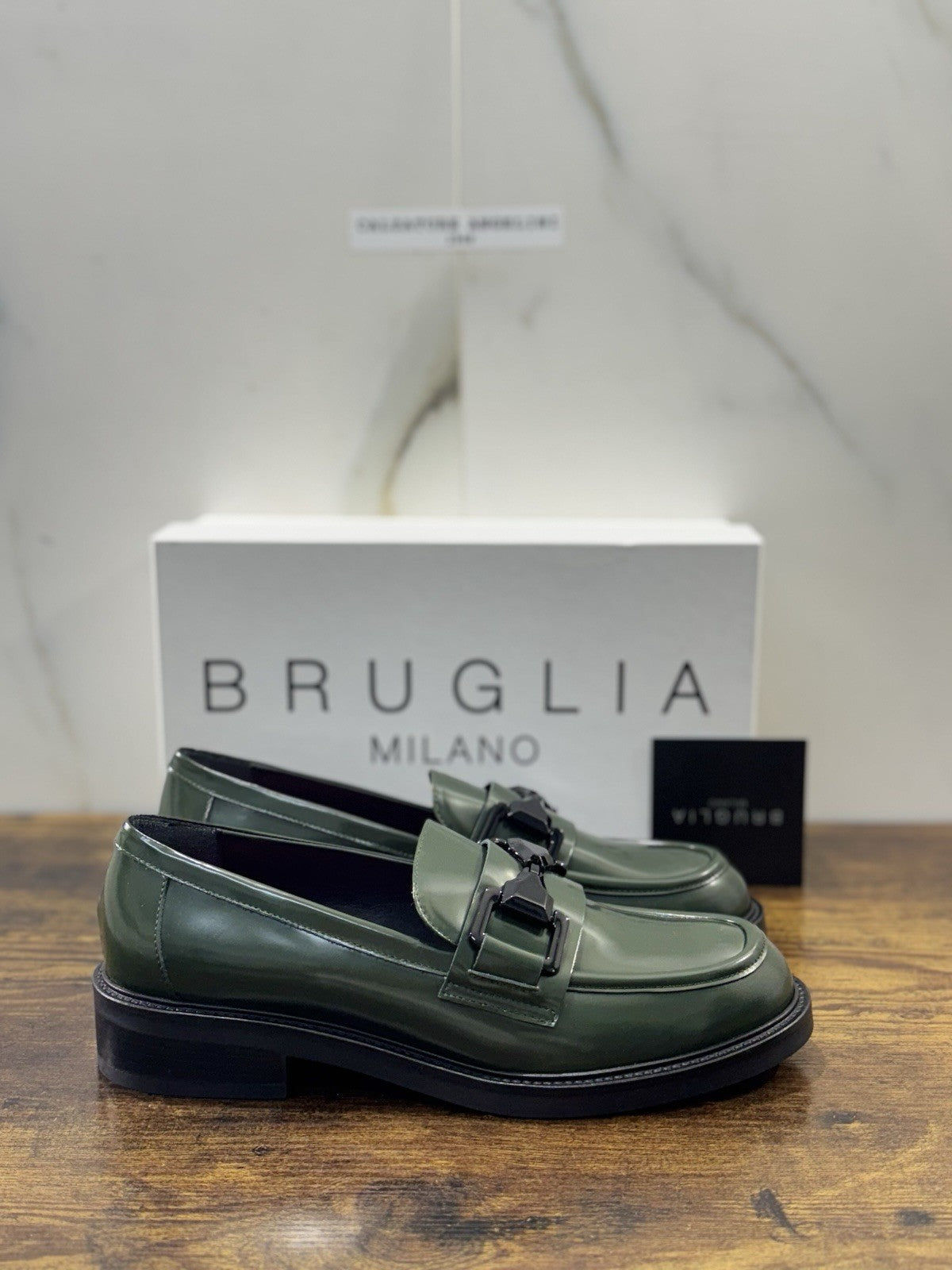 Bruglia Milano Mocassino Verdone   Pelle  Top Quality Scarpe Donna 41