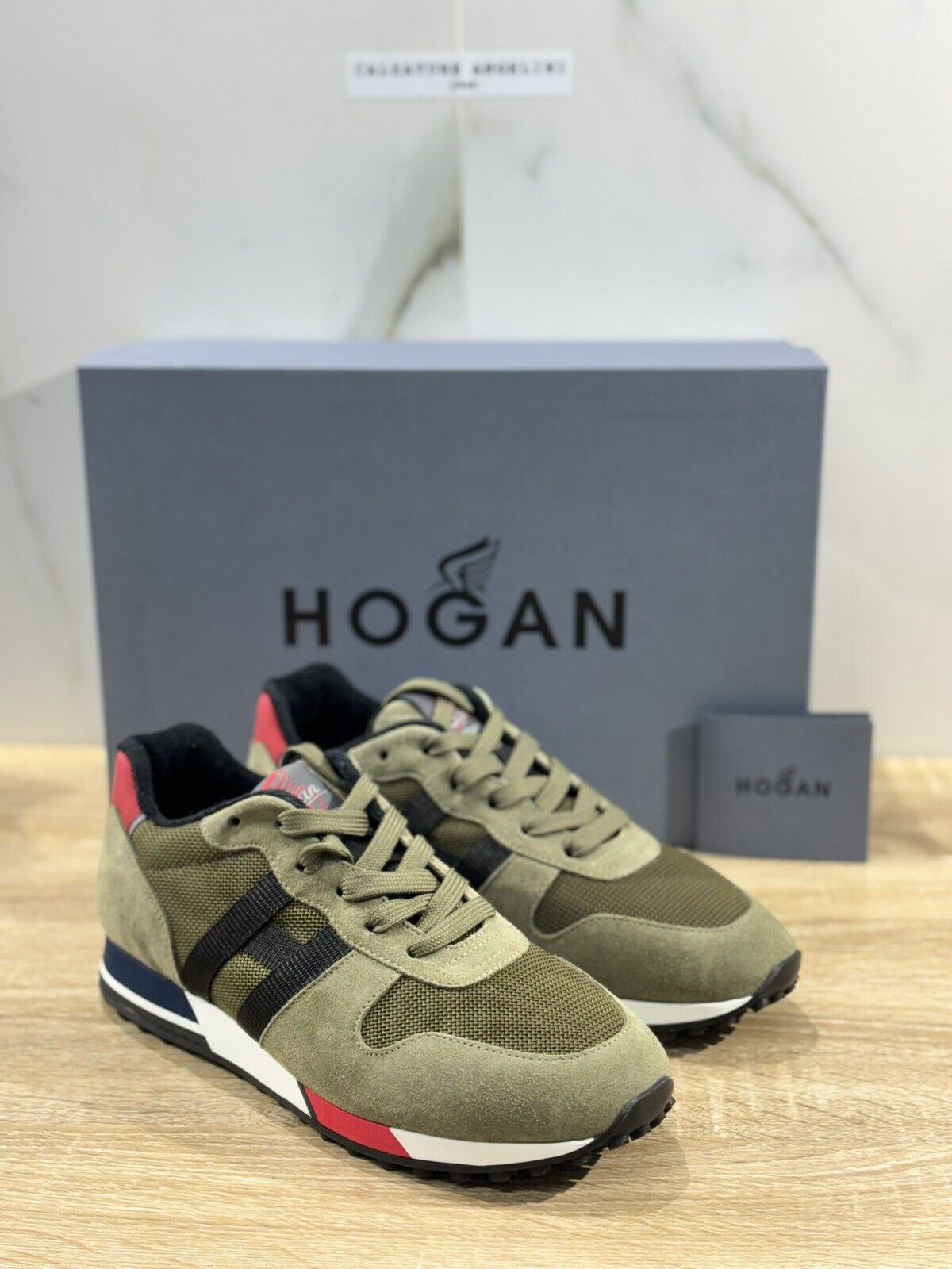 Hogan H383 sneaker uomo retro running Green  hogan luxury men shoes 39