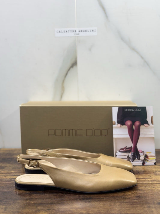 Pomme D’or Sling Back Pelle Camel Scarpa Donna 37