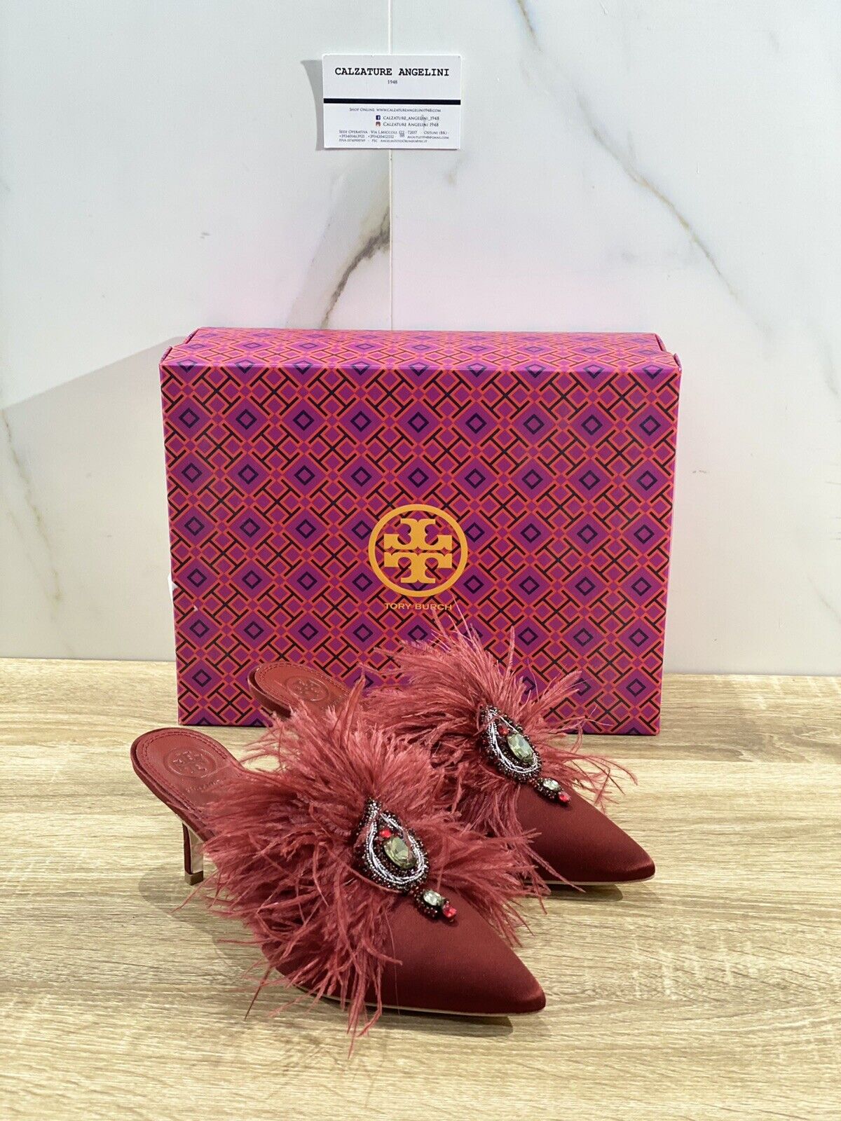 Tory Burch Elodie 65 MM Mule In Seta Bordo’ Luxury 47464 Donna 37.5