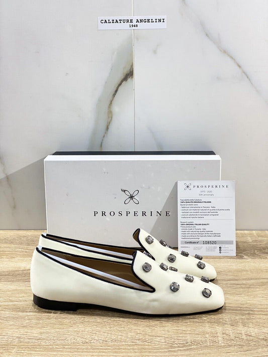 Prosperine Mocassino donna in Velluto Bianco luxury made in italy 37