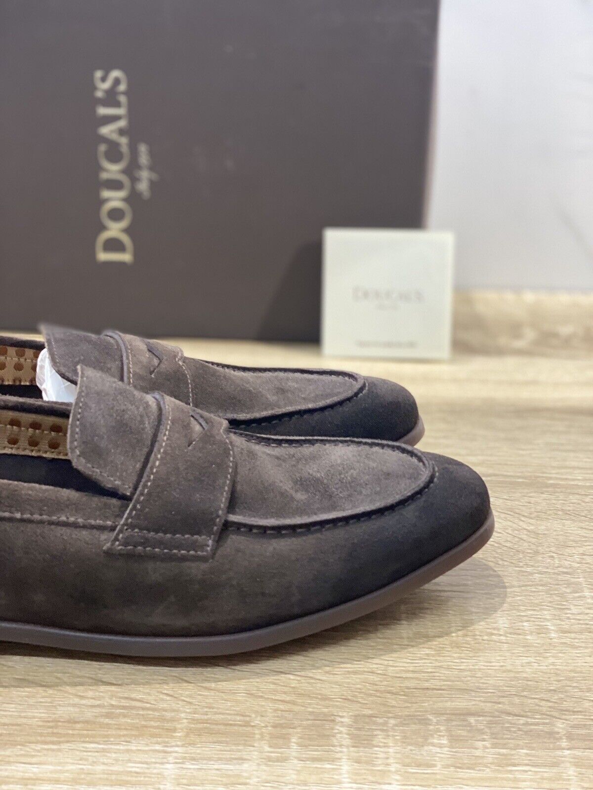 Doucal’s Mocassino Uomo Bokeh Suede Testa Moro Ultra Flexible Luxury Men  39