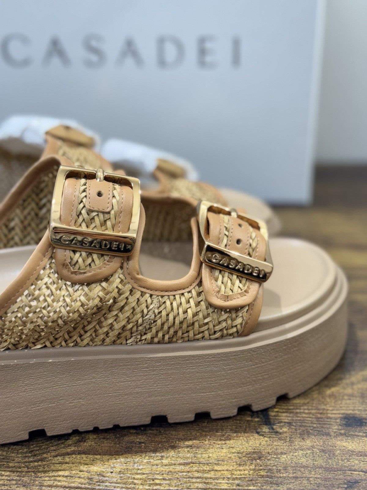 Casadei Sandalo Pelle Intreccio Cuoio Zeppa     Luxury Casadei Scarpe Donna 40