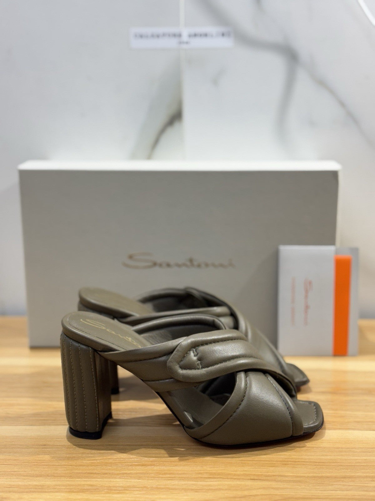 Santoni Sandalo Donna Pelle Verdone Con Tacco Luxury Santoni Sandalo Donna 36