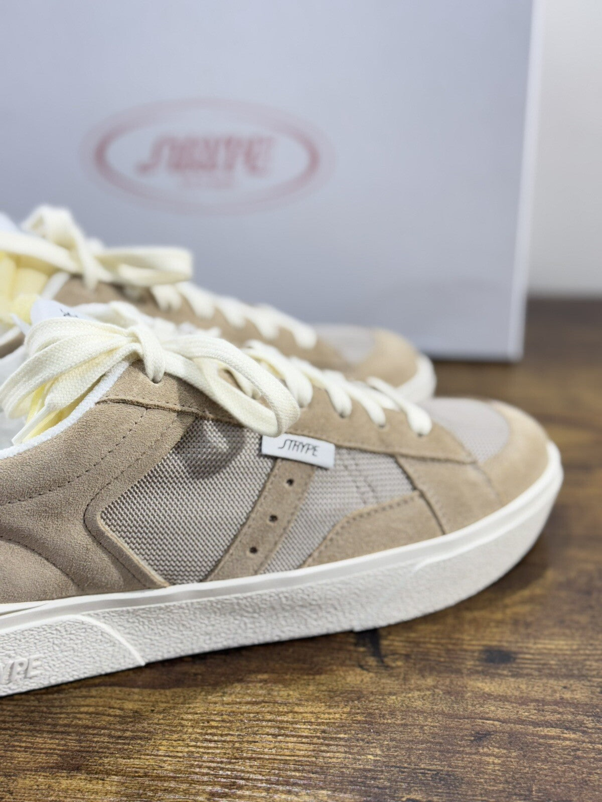 Strype Sneaker Uomo Low Top Suede Beige Casual Men Shoes 44