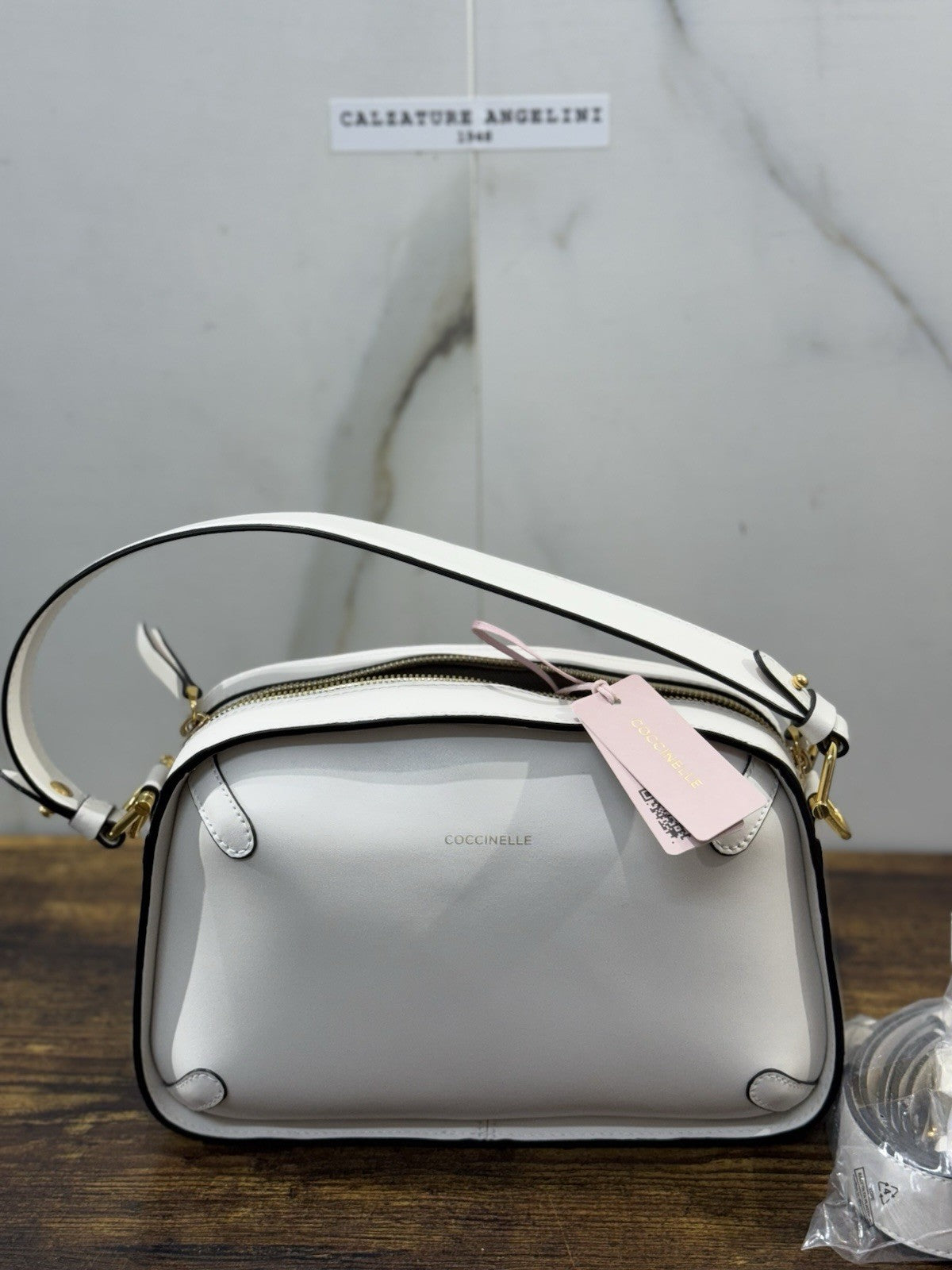 Coccinelle Borsa Maleta Pelle Bianca  100% Pelle Made In Italy Donna