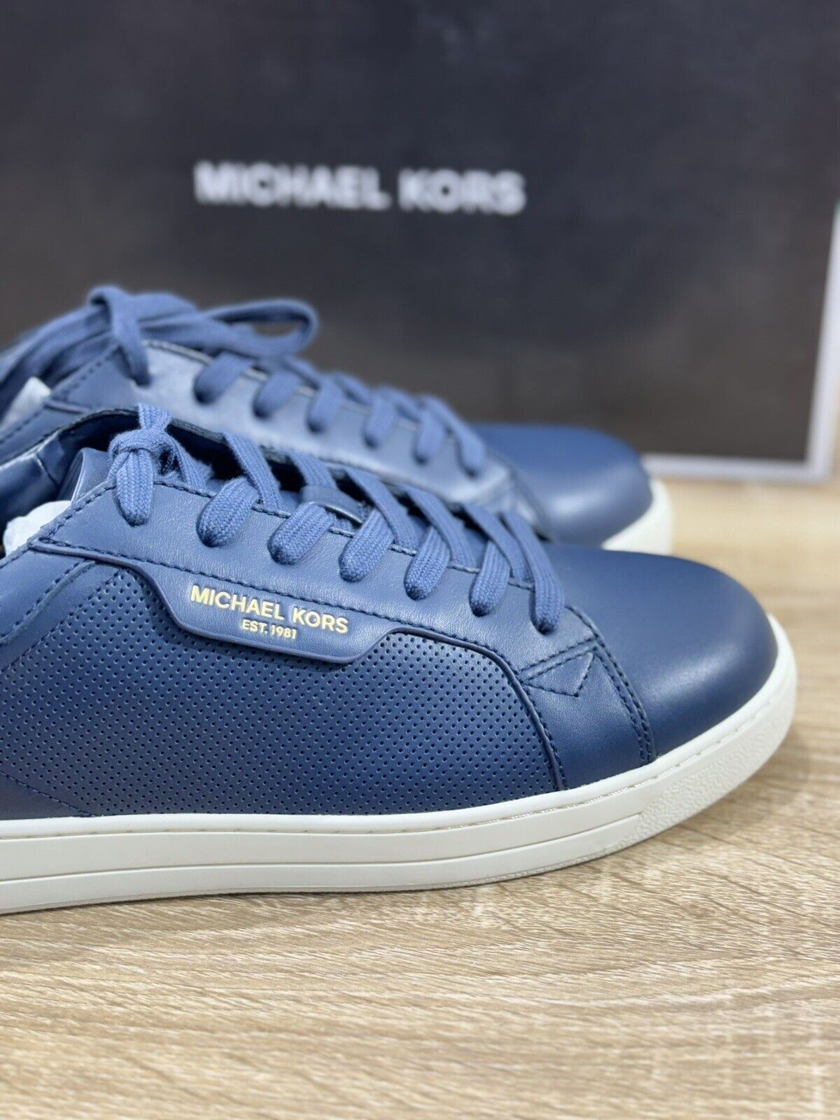 Michael Kors Sneaker Uomo Keating Lace Up Pelle Blu Casual Men Shoes 43.5