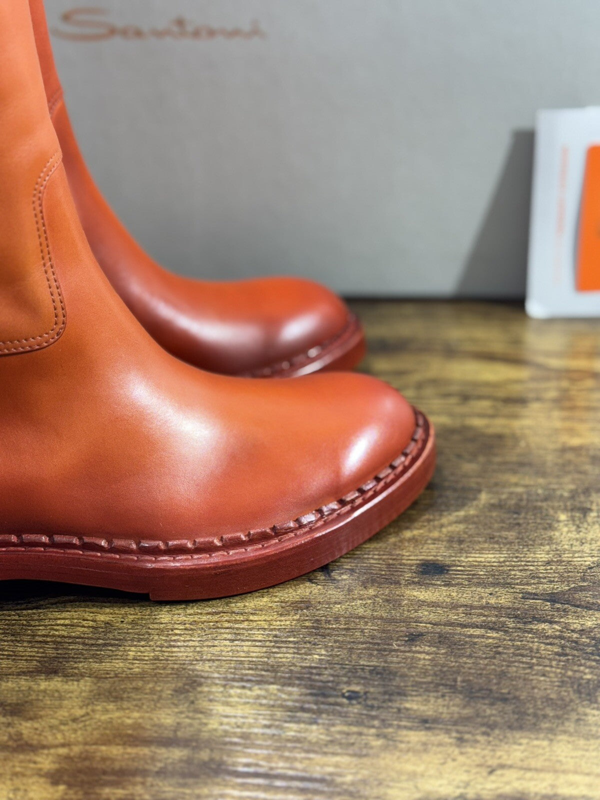 Santoni Stivali Donna In Pelle Anticata A Mano Luxury Woman Boot Santoni 39
