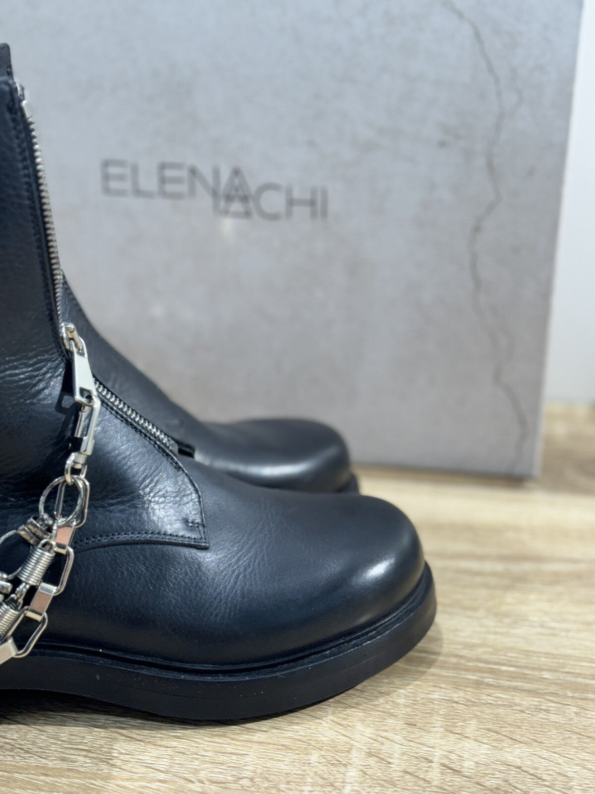 Elena Iachi Biker Donna Pelle Nero Casual Boot Biker 36