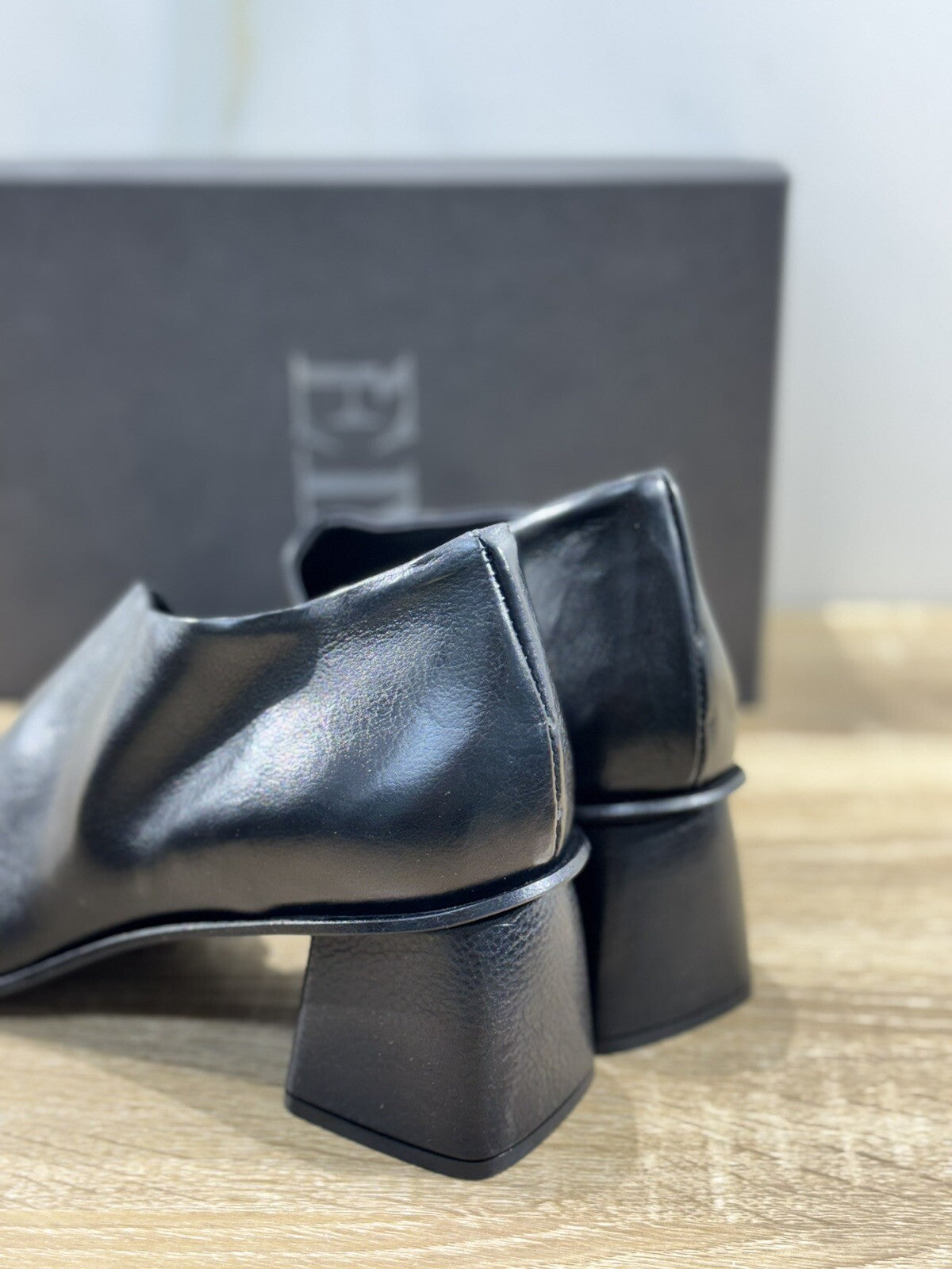 Ernesto Dolani  Scarpa  Donna Mocassino Con Tacco Pelle Nera  Luxury Handmade 41