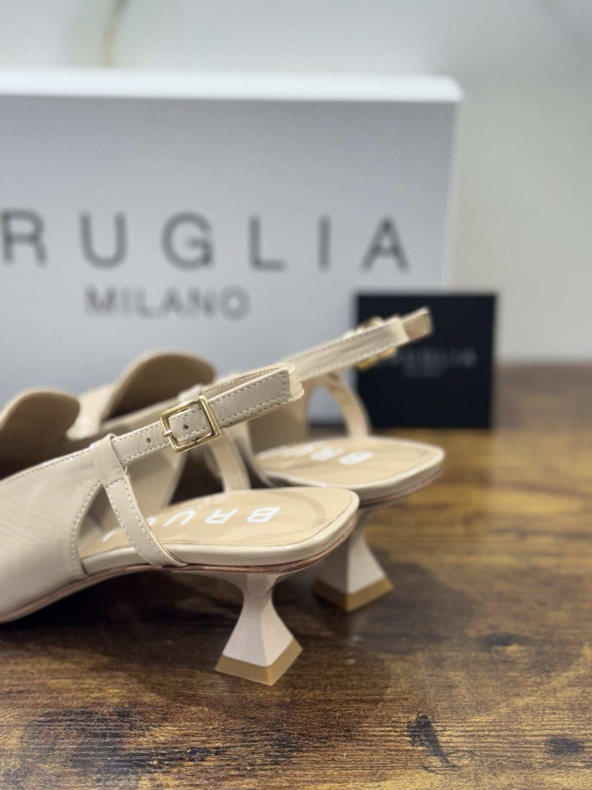 Bruglia Milano Slingback Beige Con Tacco Top Quality Scarpe Donna 38