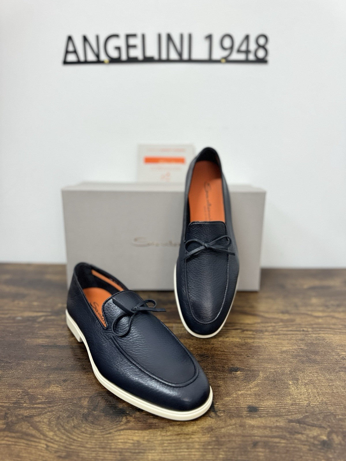 Santoni Mocassino Summer Walk  Pelle Cervo  Blu Luxury Santoni Uomo 40.5