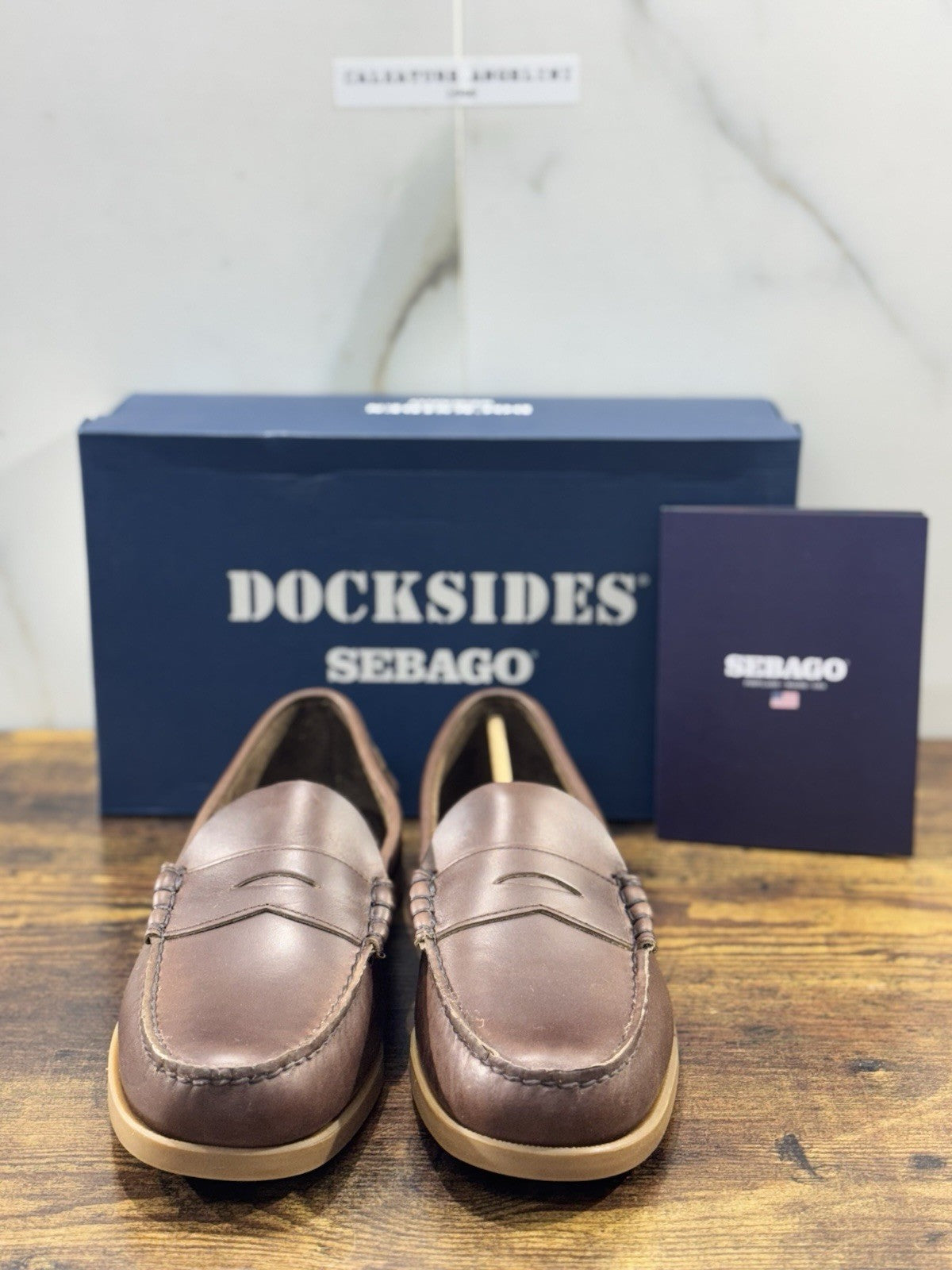 Sebago Dolphin Waxed Mocassino Pelle Marrone  Icon Sebago Uomo 41