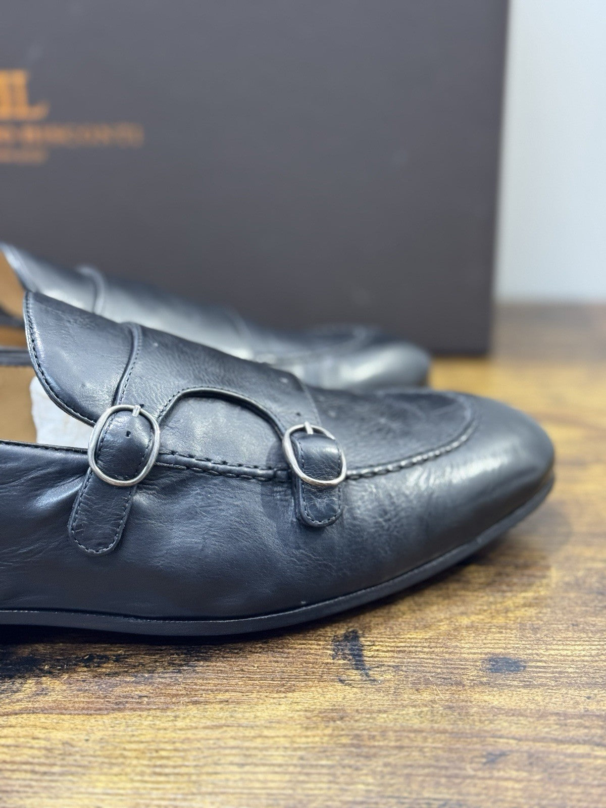 Rossano Bisconti Mocasisno  Uomo Doppia Fibbia Nero   Fully Made In Italy 44