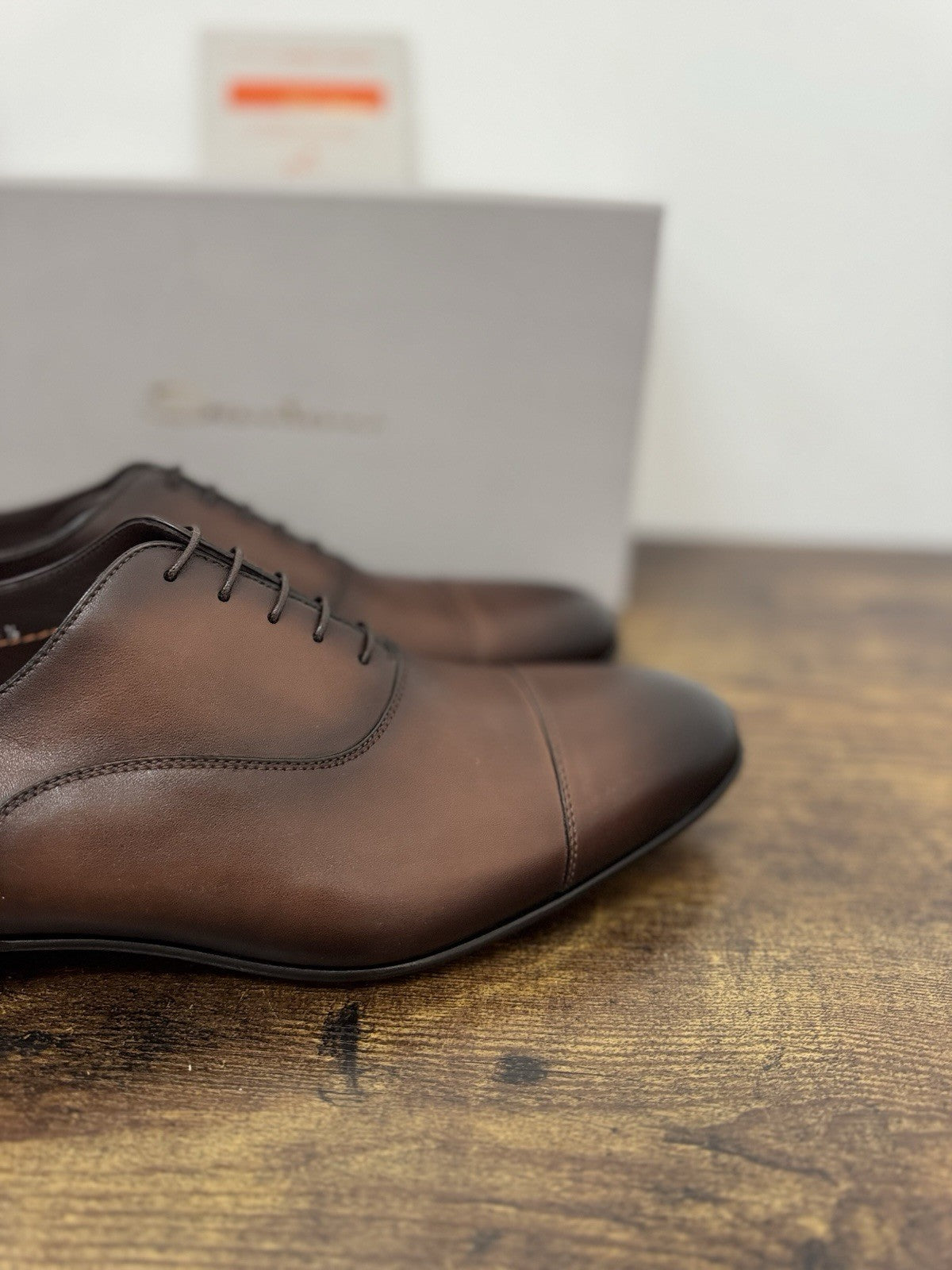 Santoni Stringata In Pelle Marrone  Luxury Scarpa Santoni Uomo 44.5