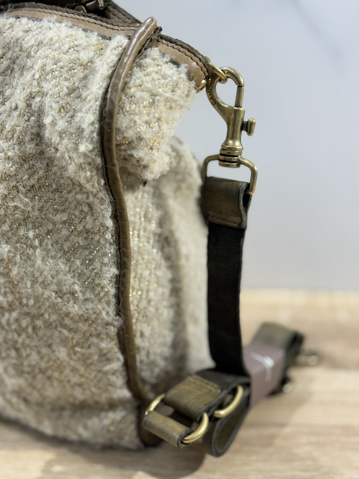 Campomaggi Borsa Donna Shopping Vacchetta Tessuto Verde Militare Luxury Bag 
