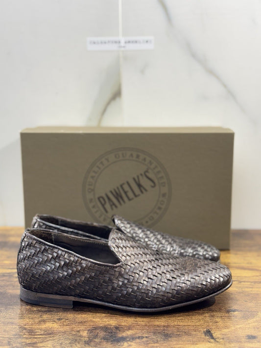 Pawelk’s Mocassino   Pelle Brandy     Hand   Made  In Italy Intrecciato Uomo 40