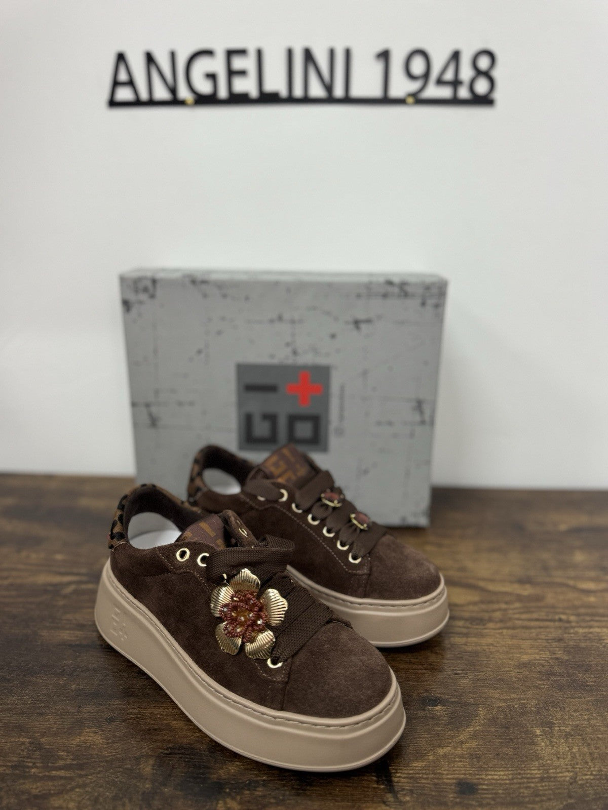 Gio + Sneaker Suede Cioccolato Zeppa Extra Light Donna 36
