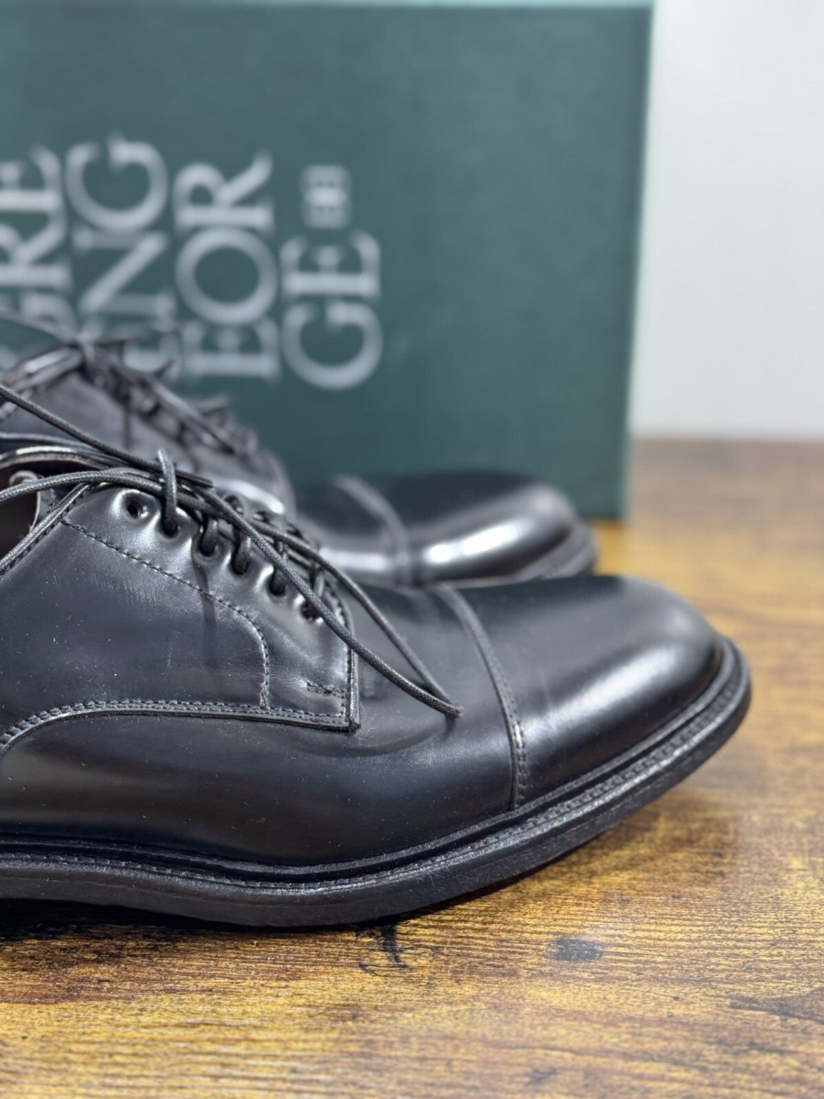 Green George derby nero in pelle polished luxury men  Doppio Cuoio 41