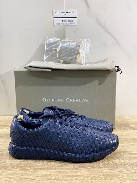 Officine Creative sneaker uomo Race    pelle Blu Full Intreccio  luxury men   40