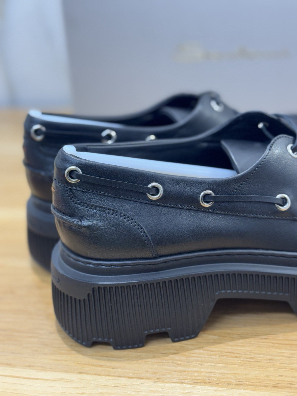 Santoni Scarpa Barca Zeppa Extra Light Pelle Nera Donna 37