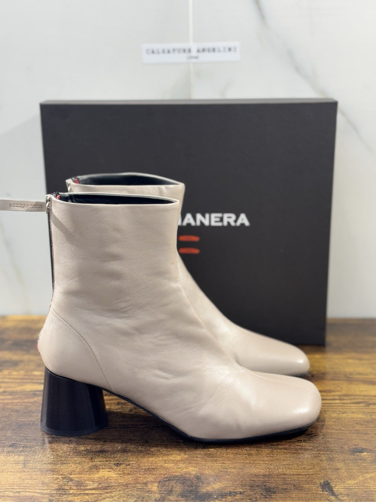 HALMANERA Stivaletto    Pelle Tortora   Con Tacco Luxury Made In Italy Donna 40
