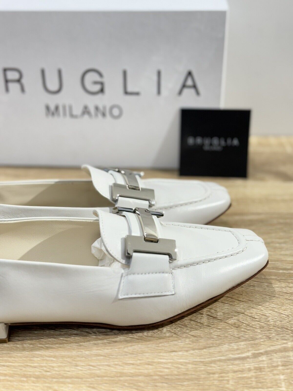 Bruglia Milano Mocassino Donna Bianco  Luxury Casual Loafer Handmade 38