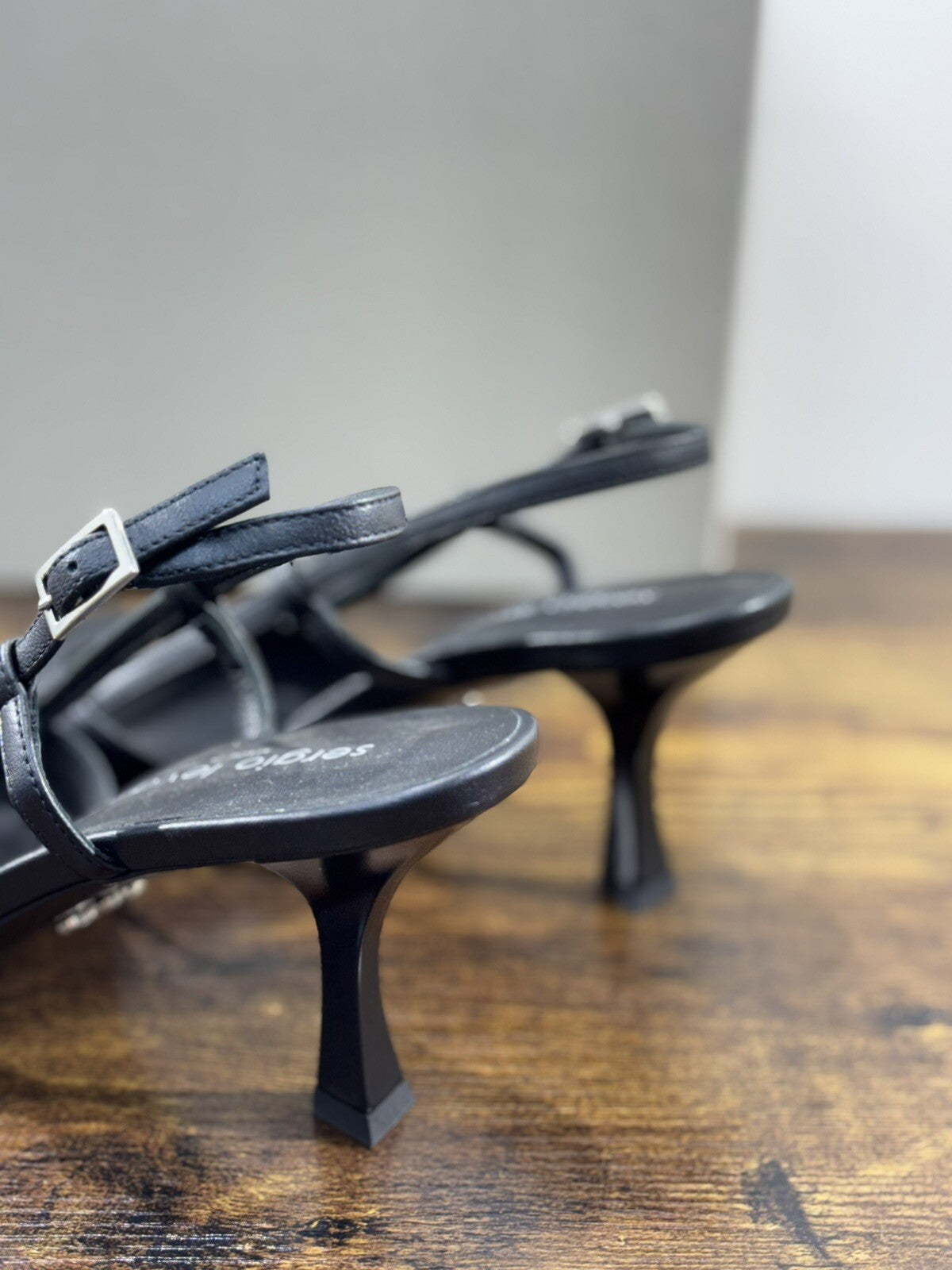 Sergio Levantesi Sandalo Pelle Nera  Ilenia          Luxury Woman Sandal 36.5