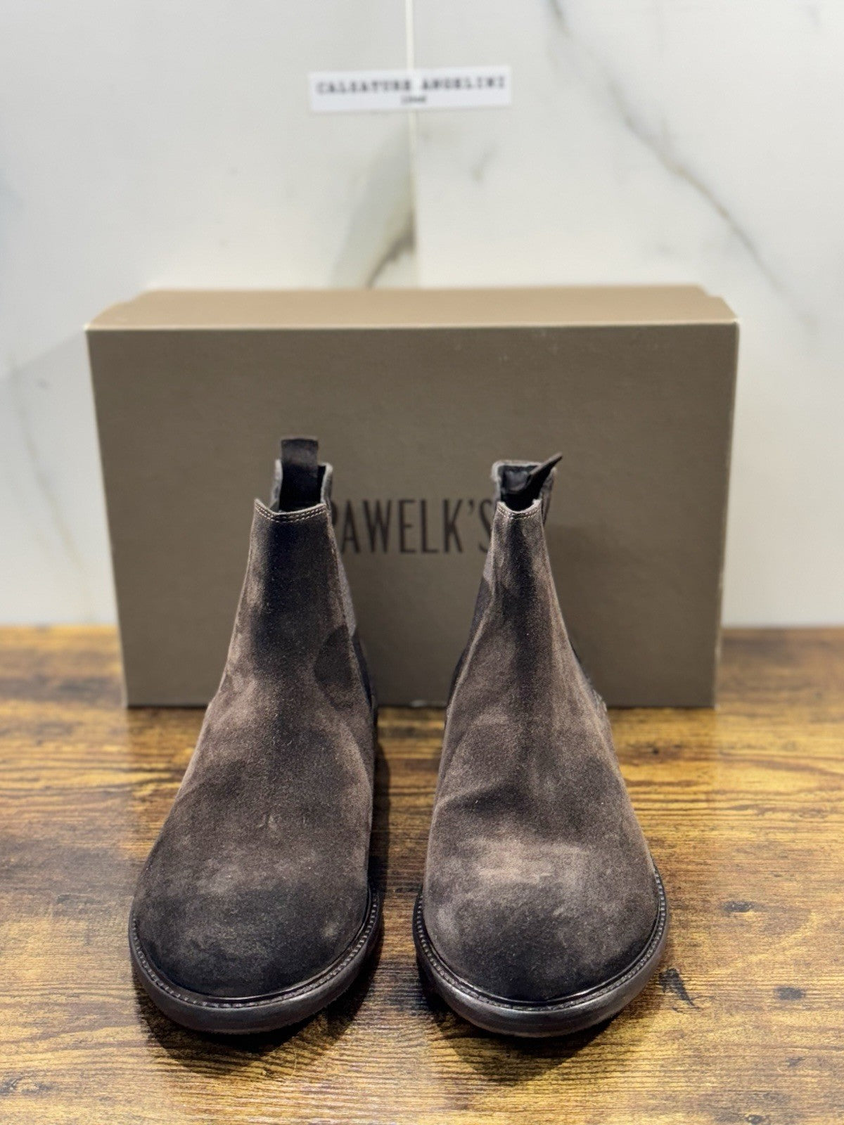 Pawelk’s Chelsea Boot Uomo Suede Testa Moro Made In Italy 41