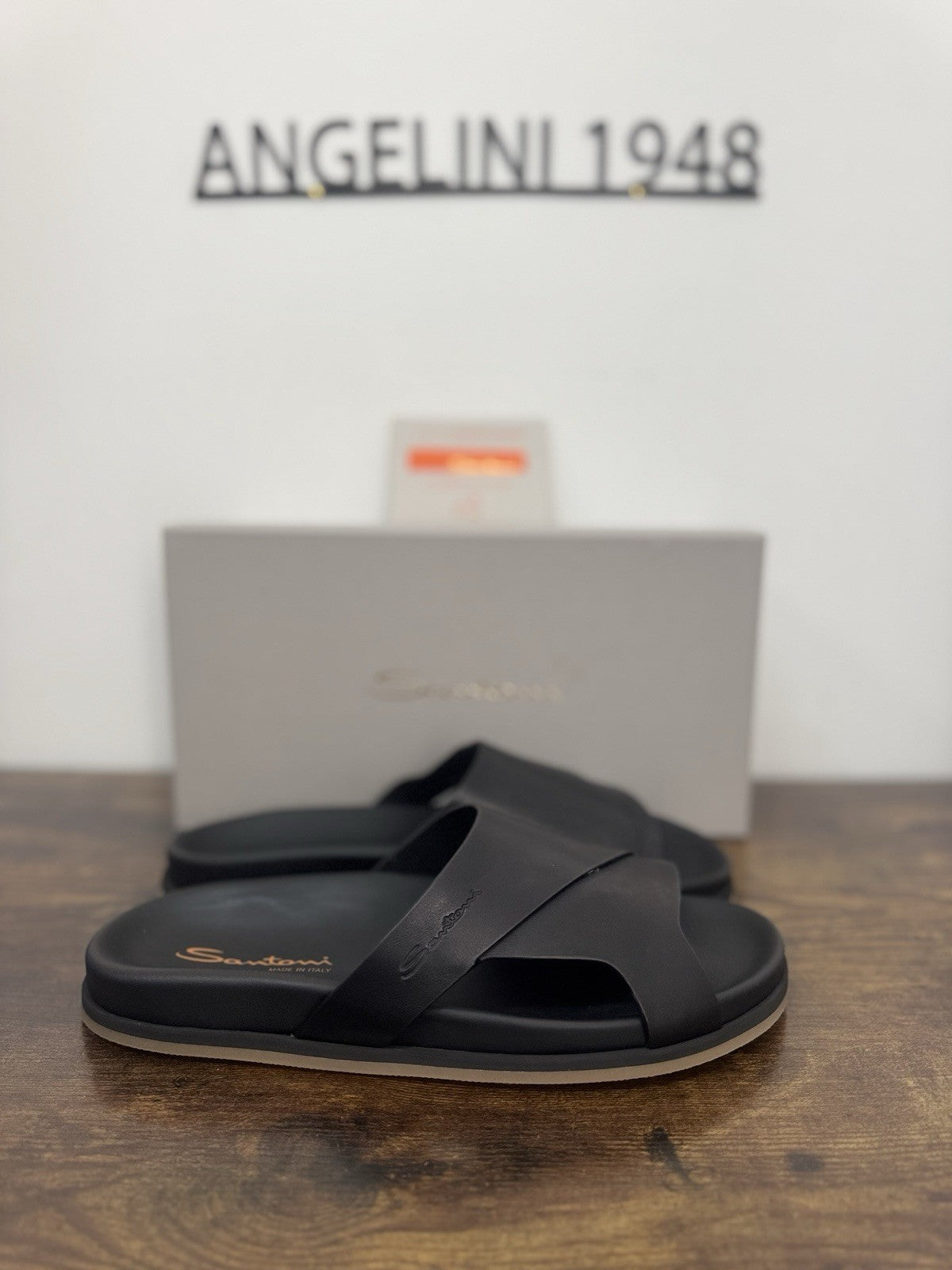 Santoni Sandalo Pelle Nera Luxury Santoni Sandal Uomo 43