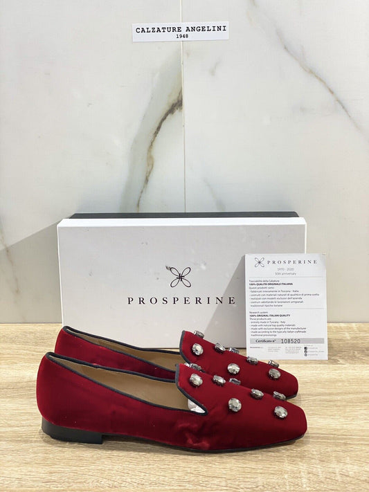 Prosperine Mocassino donna in Velluto Rosso luxury made in italy 37