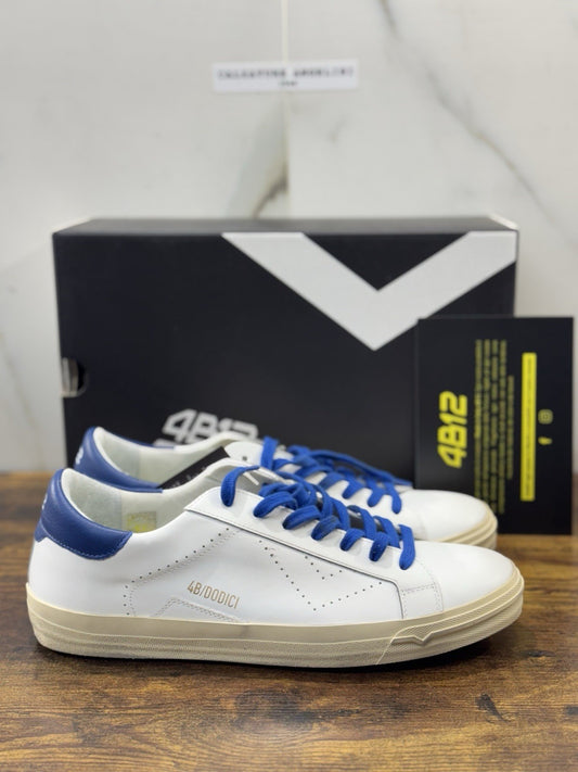 4B12 Sneaker Suprime  Pelle Bianco Bluette   Casual Uomo 41