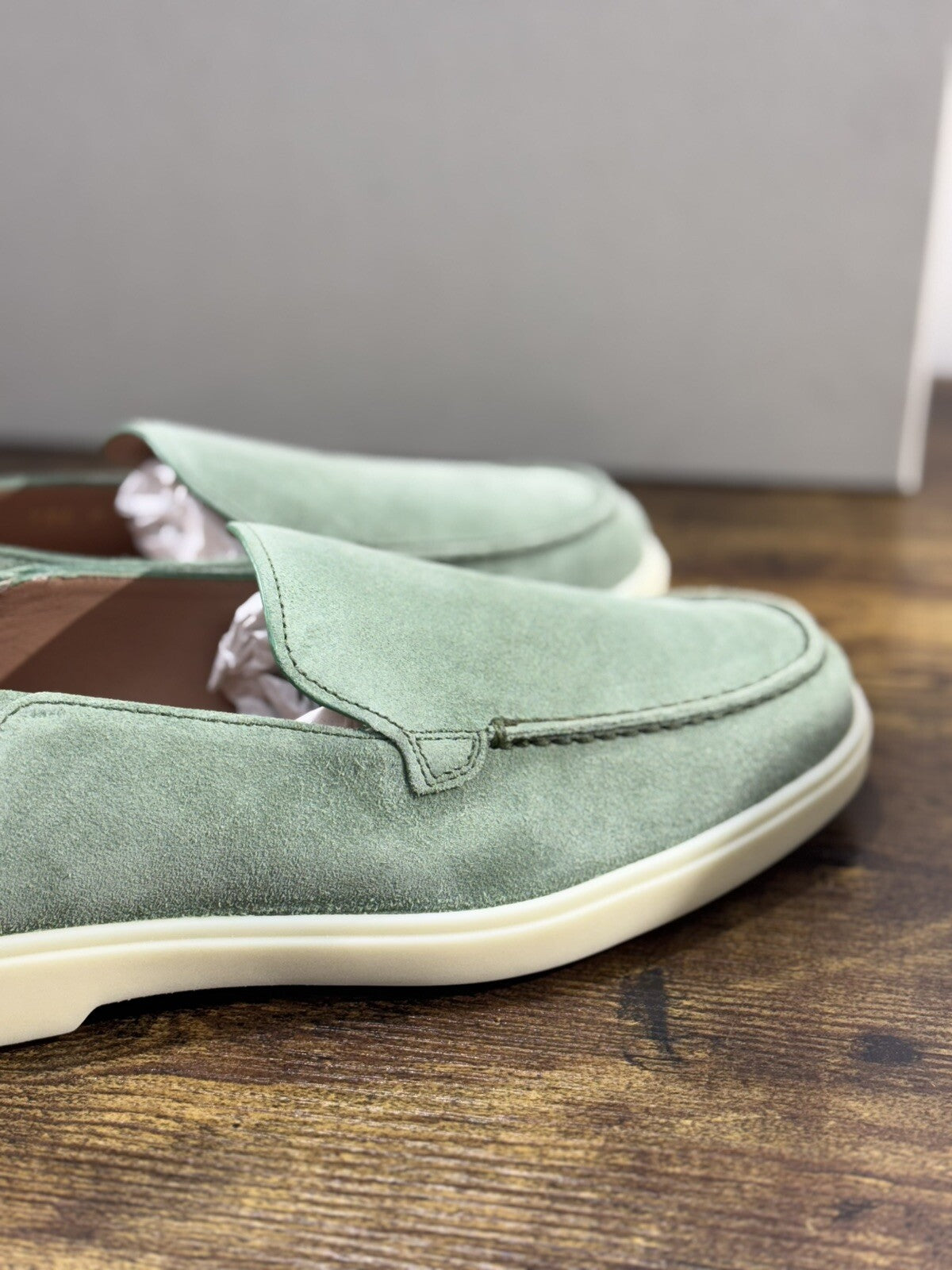 Santoni Mocassino Donna Summer Walk Light Green Suede Casual Loafer Santoni 37.5
