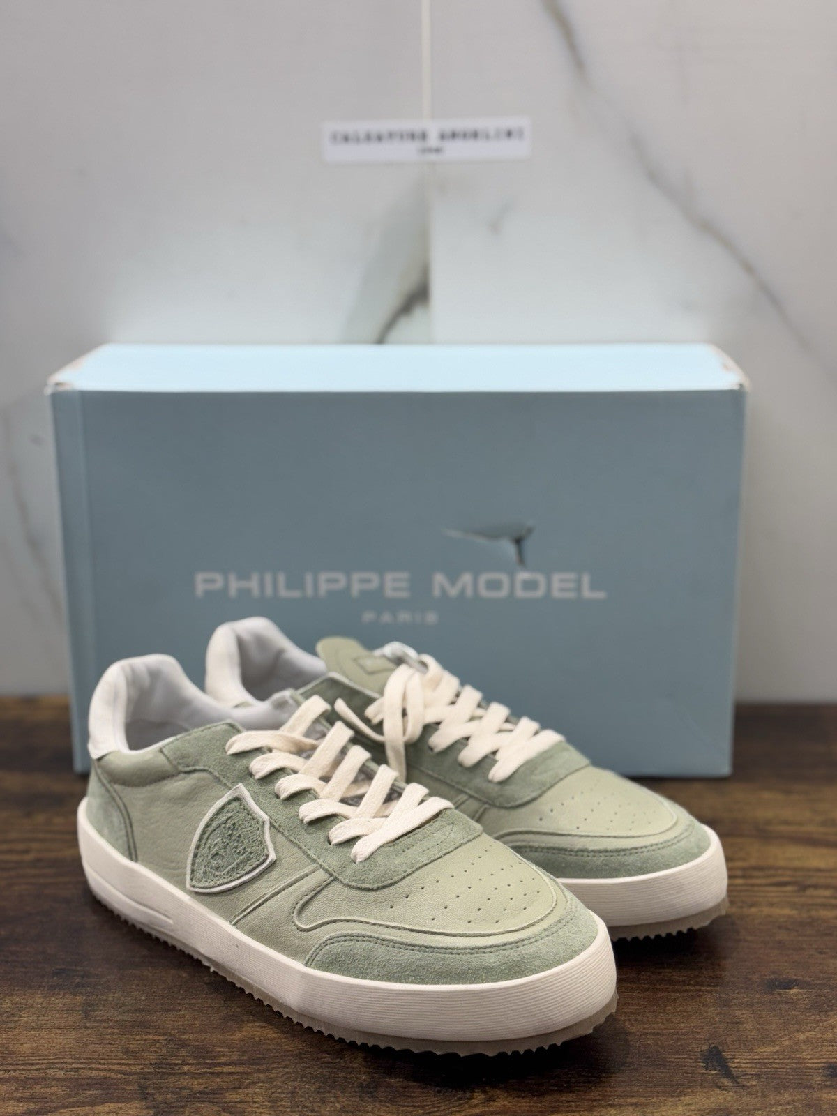Philippe Model Nice Low Men Sneaker Uomo Pelle Verde 41
