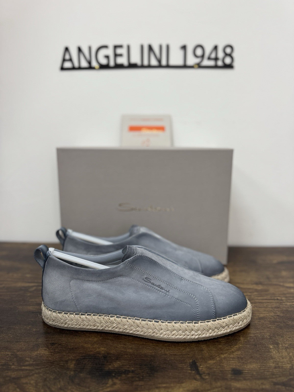 Santoni Slip On Suede Light Blue Casual Luxury Santoni Uomo 42,5