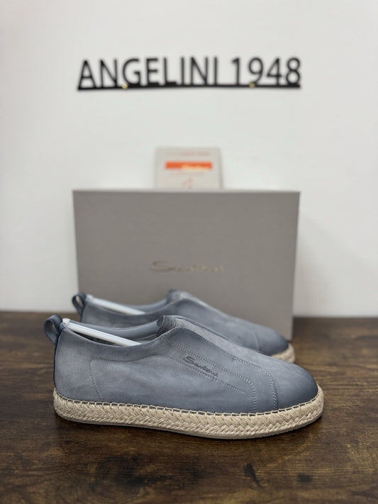 Santoni Slip On Suede Light Blue Casual Luxury Santoni Uomo 42,5