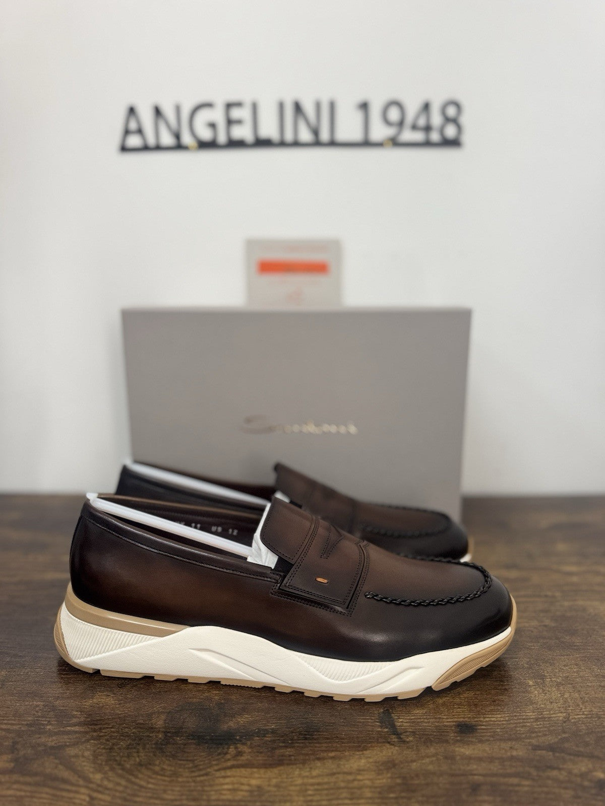 Santoni Innova Sneaker Pelle Marrone     Casual Luxury Santoni Scarpa Uomo 45