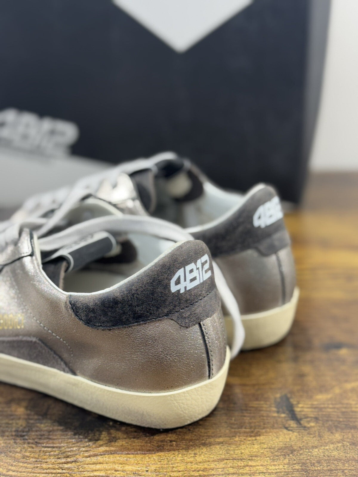 4B12 Sneaker Donna  Suprime  Pelle   Grey Nero   casual shoes men sneaker 38
