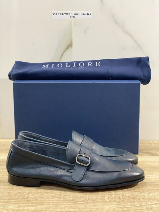 Migliore Mocassino Uomo In Pelle Blu Fully Made In Italy Top Quality 45