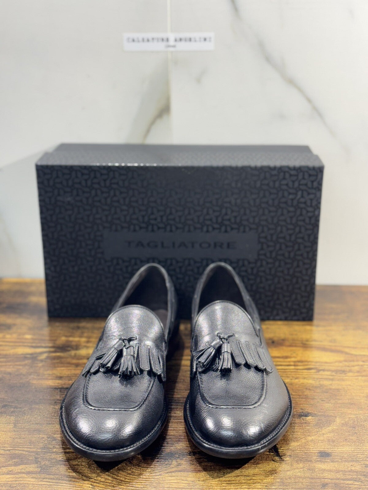 Tagliatore Mocassino Uomo Nappine Pelle Nero  Luxury Handmade 42