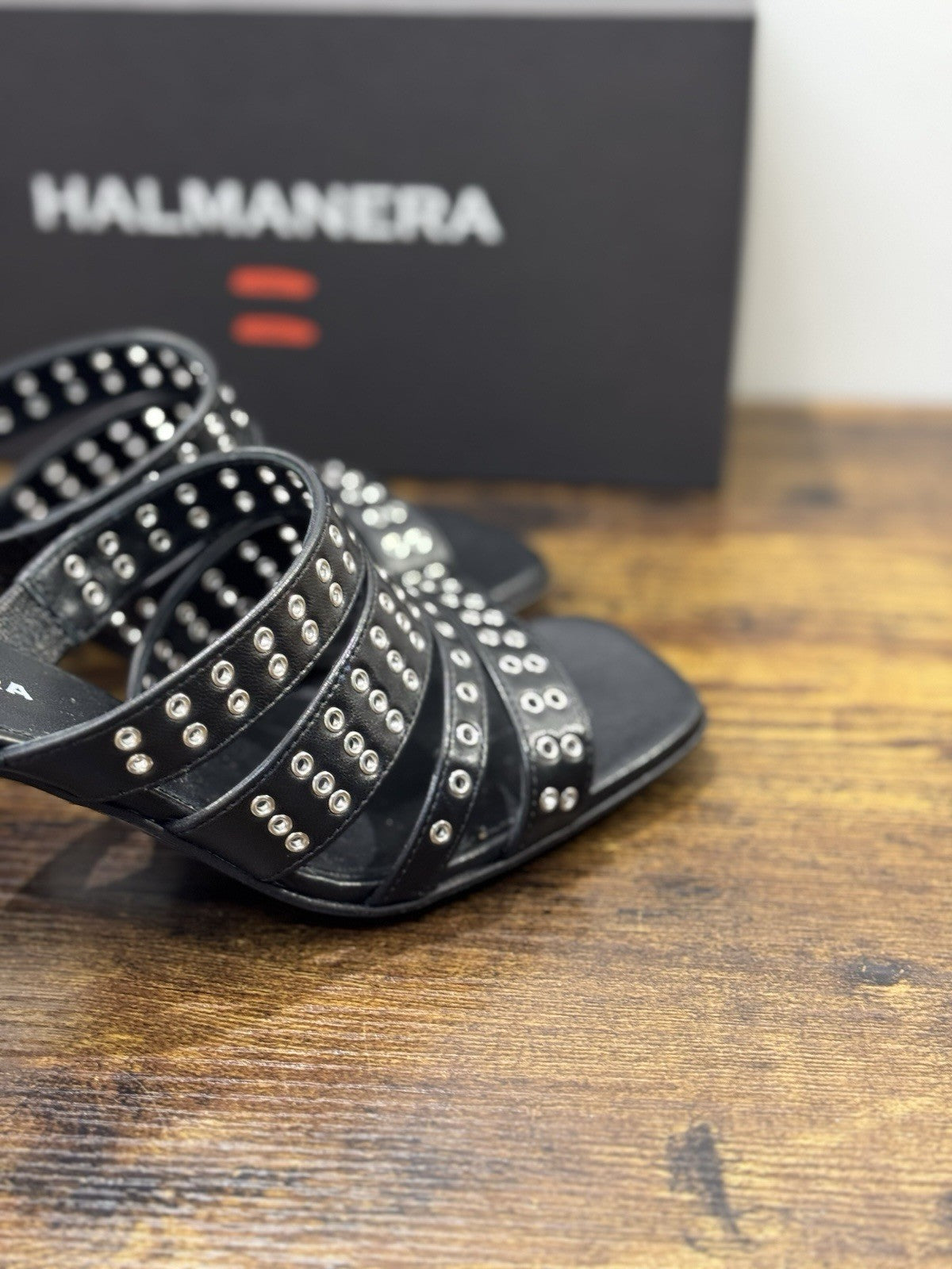 Halmanera Sandalo Pelle Nero  Con Tacco Top Quality Donna 40