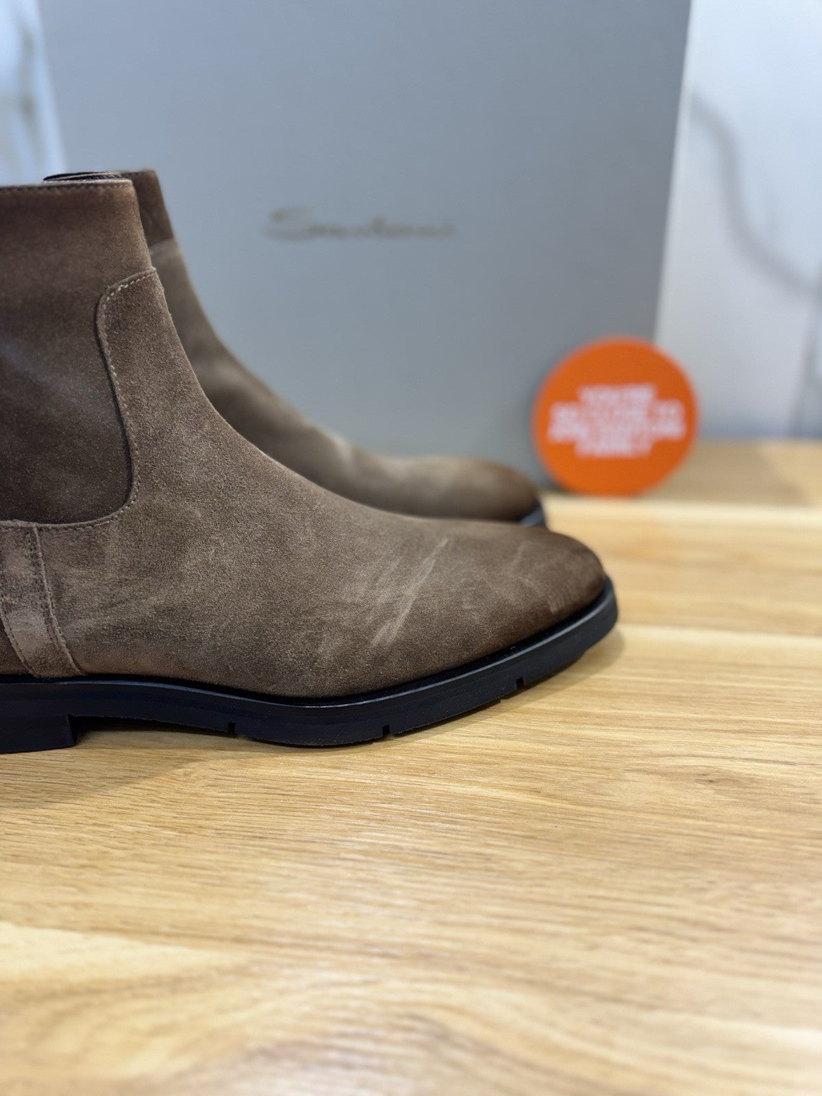 Santoni Chelsea Boot Suede Cuoio Luxury Santoni Boot Uomo 41.5