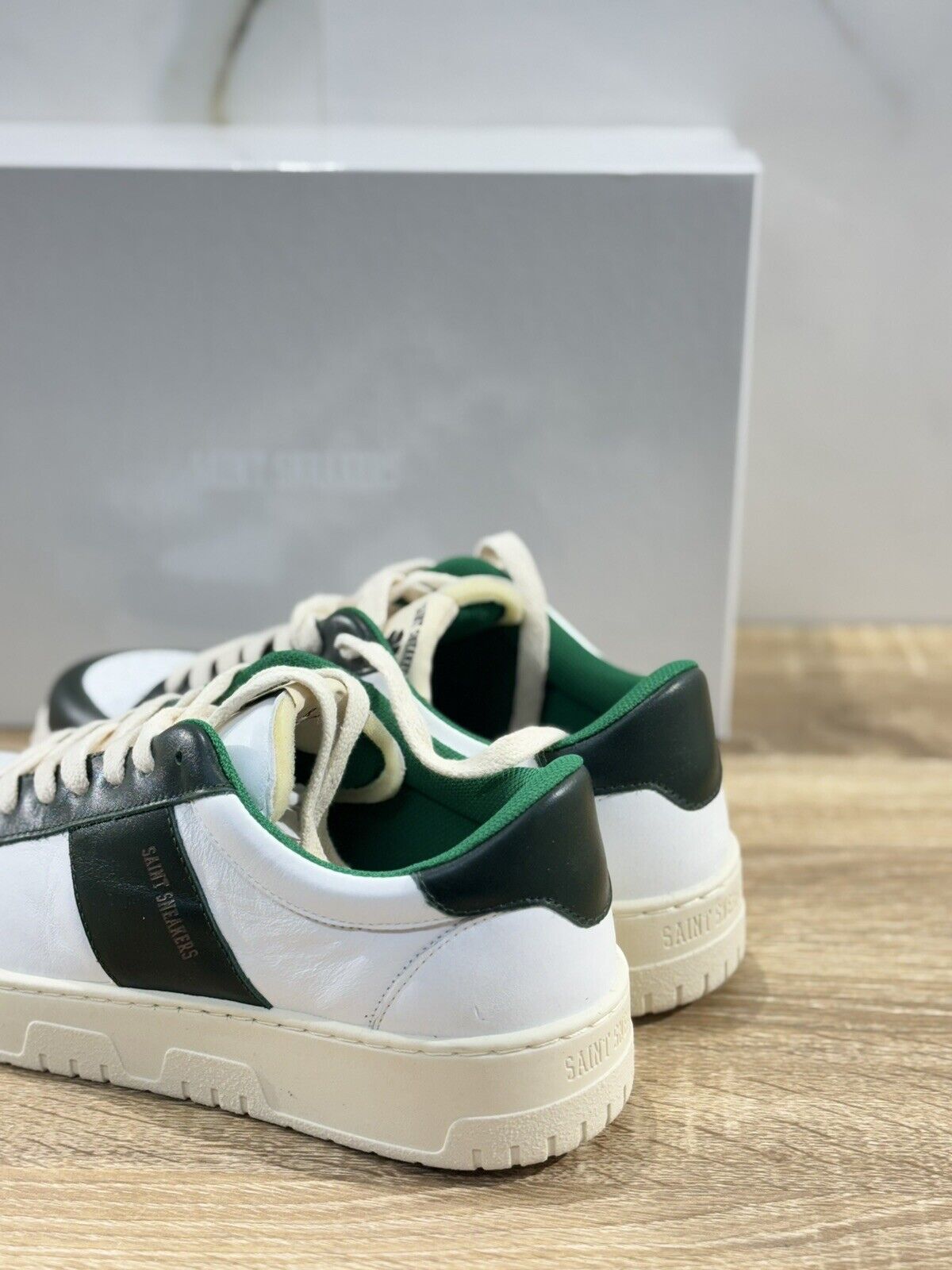 Saint Sneakers Uomo Tennis Club Pelle Verde Bianca Casual Shoes Made In Italy 44