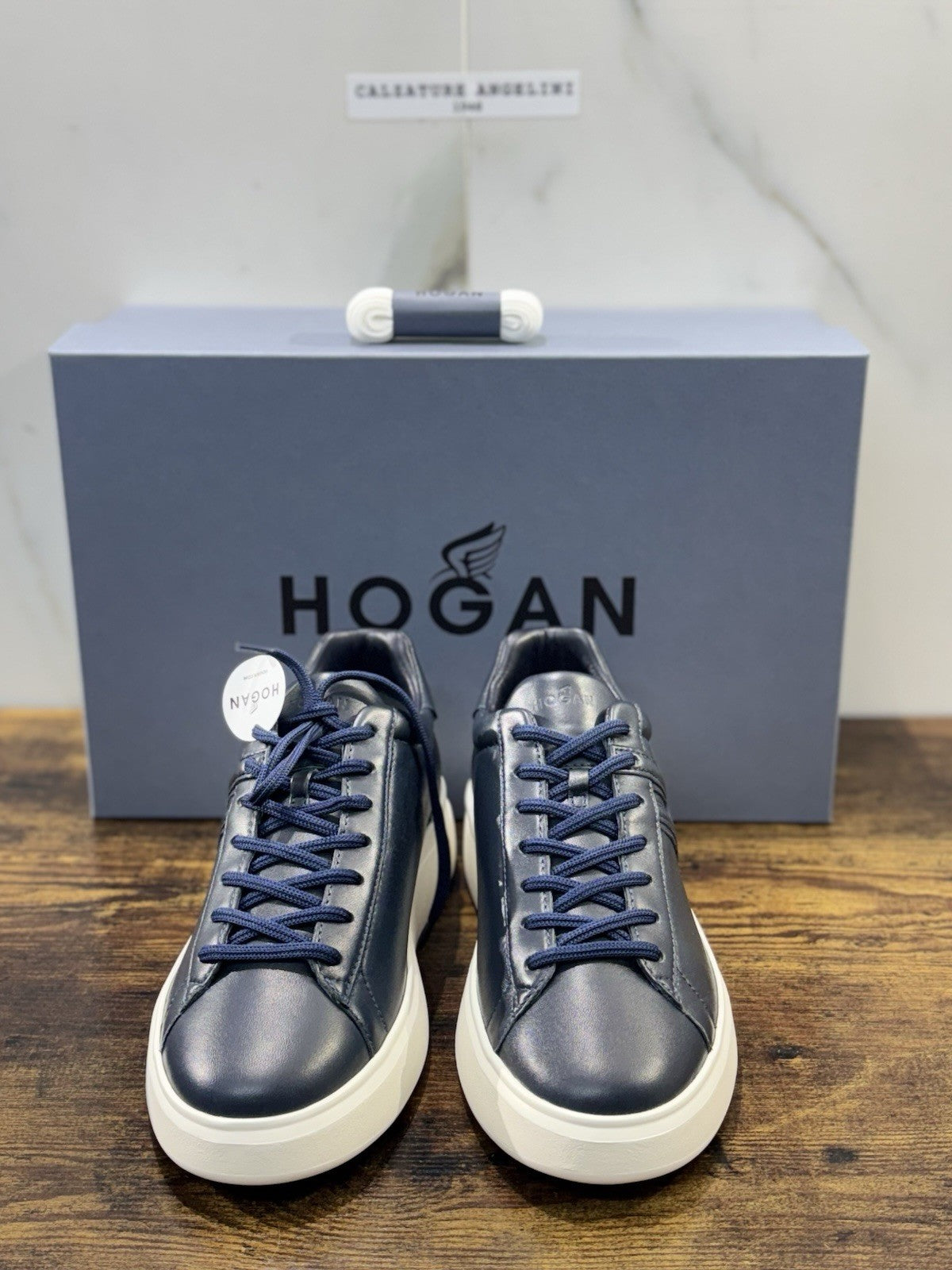 Hogan H580  sneaker Pelle Blu   memory foam Luxury HoganShoes Uomo 43