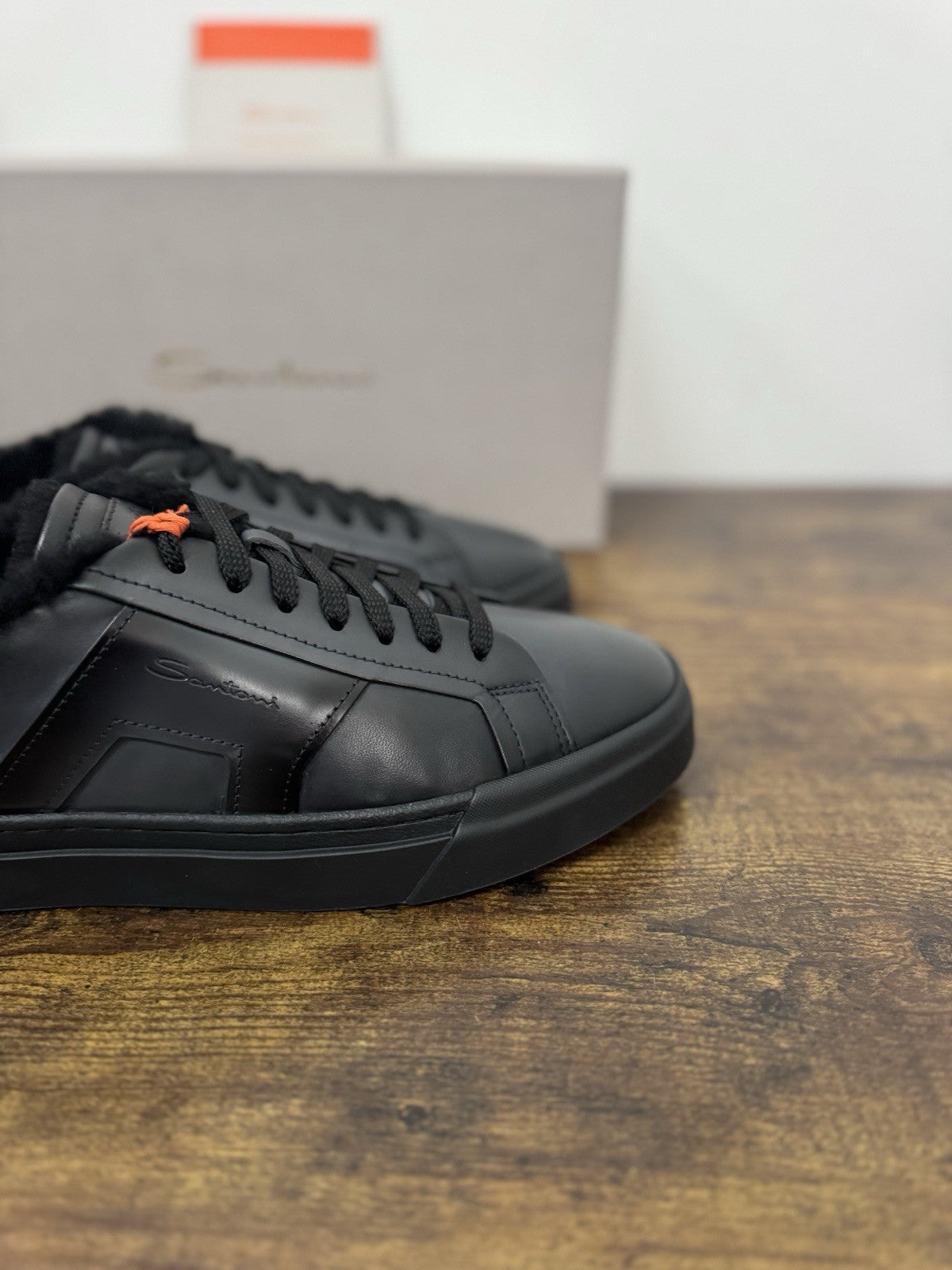 Santoni Sneaker Pelle Grey Fur Interna Luxury Scarpa Santoni Uomo 42